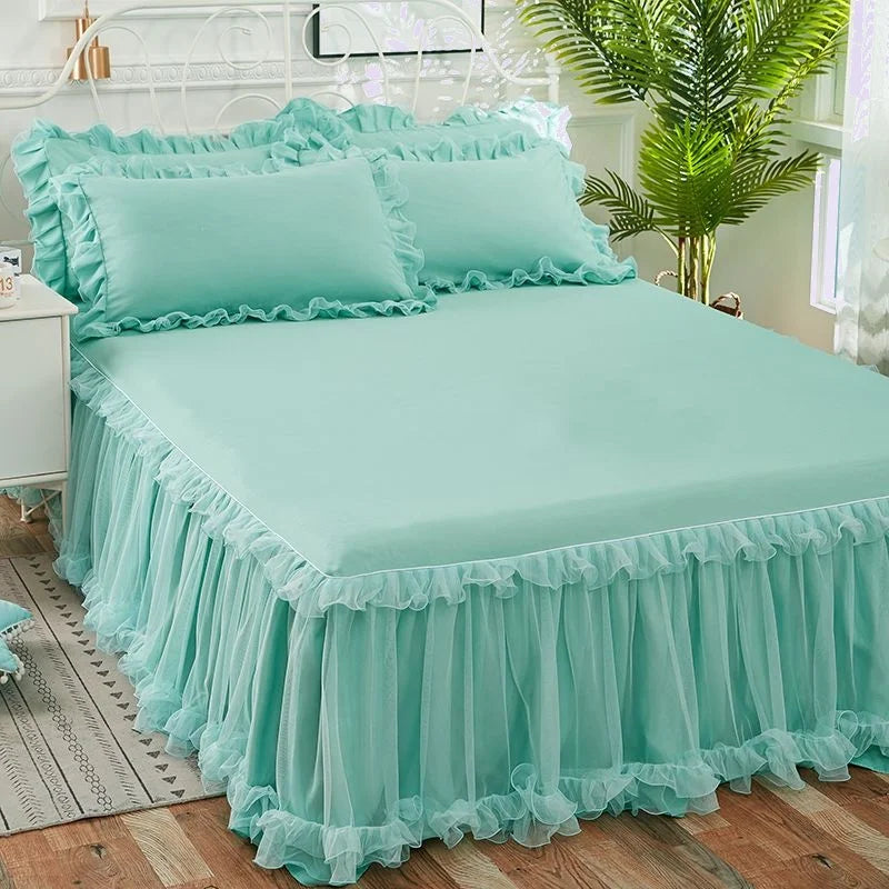 Korean Lace Bed Skirt Single Piece Princess Bedspread Thickened Mattress Non-Slip Bed Sheet Cover
