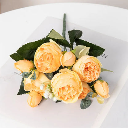 Premium Silk White Peony Artificial Flowers for Home Vase Decor