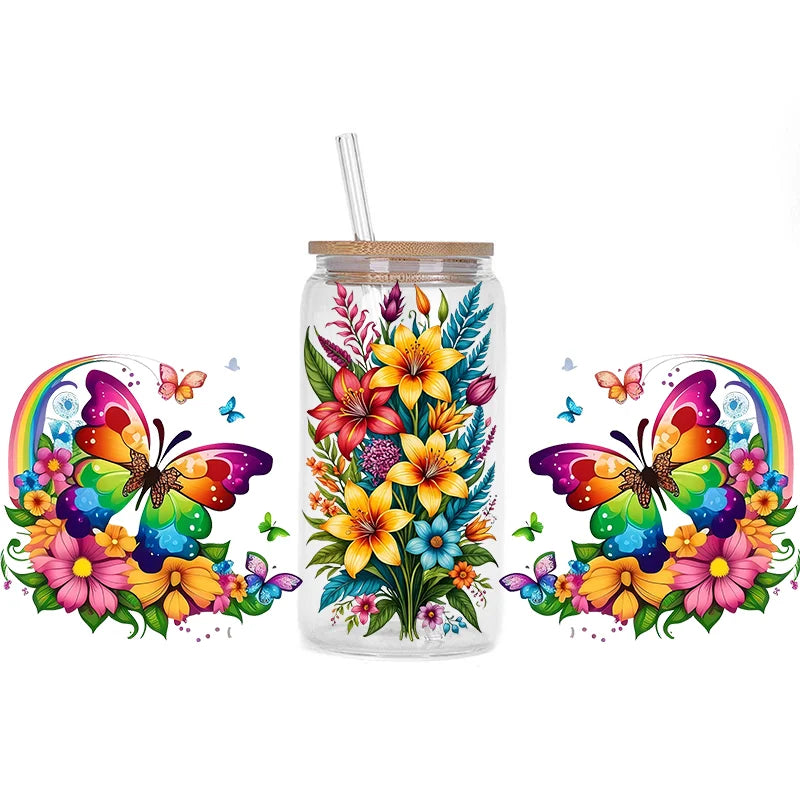 Colorful Butterfly Cup Wrap Sticker 🦋✨