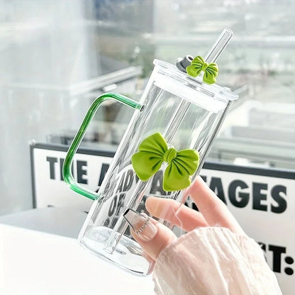 Elegant Butterfly Glass Tumbler with Straw & Handle 🦋🥤
