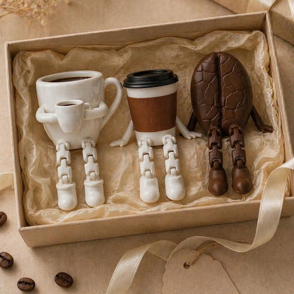 Articulated Coffee Figures, Cute Coffee Cup &amp; Coffee Bean Desk Decor, Fidget Toys for Coffee Lovers, Home Office Ornaments