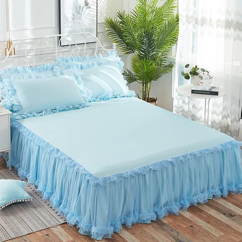 Korean Lace Bed Skirt Single Piece Princess Bedspread Thickened Mattress Non-Slip Bed Sheet Cover
