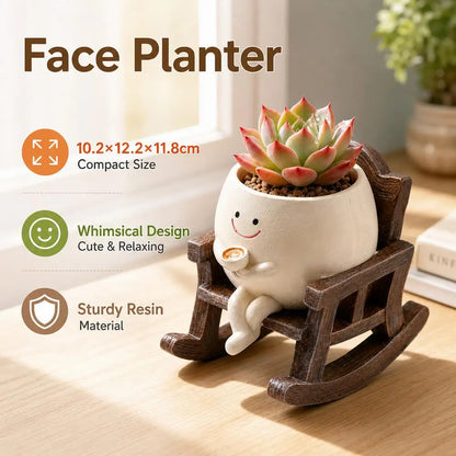 Cute Rocking Chair Smile Face Planter