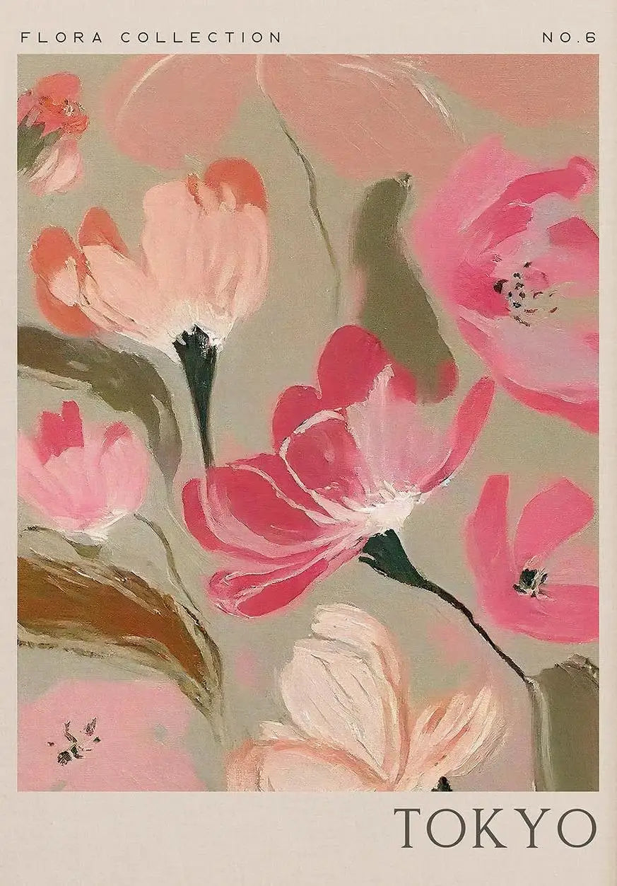 Abstract Retro Antalya Flower Art Canvas Poster