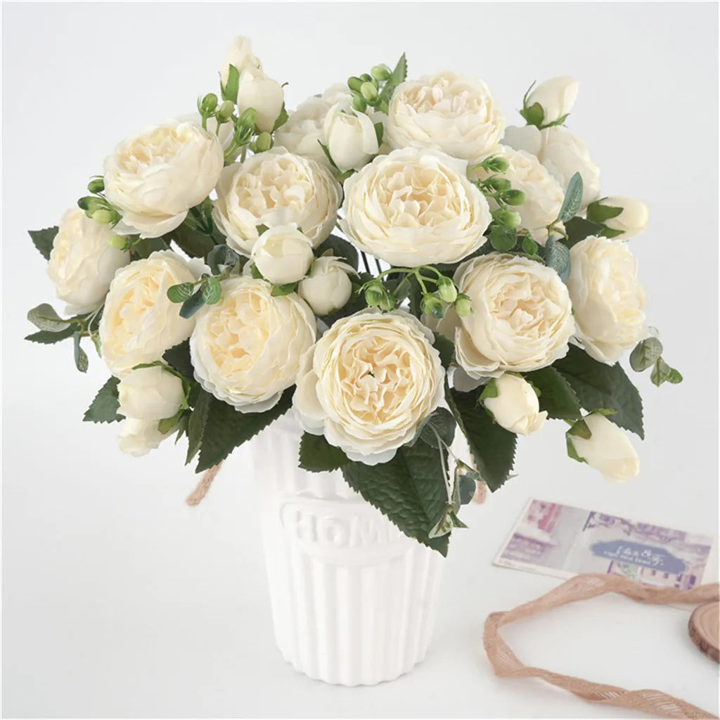 1 Bundle Premium Silk Peony & Rose Bouquet for Wedding Decor