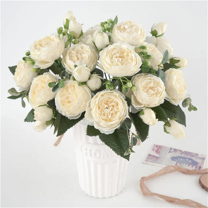 1 Bundle Premium Silk Peony & Rose Bouquet for Wedding Decor