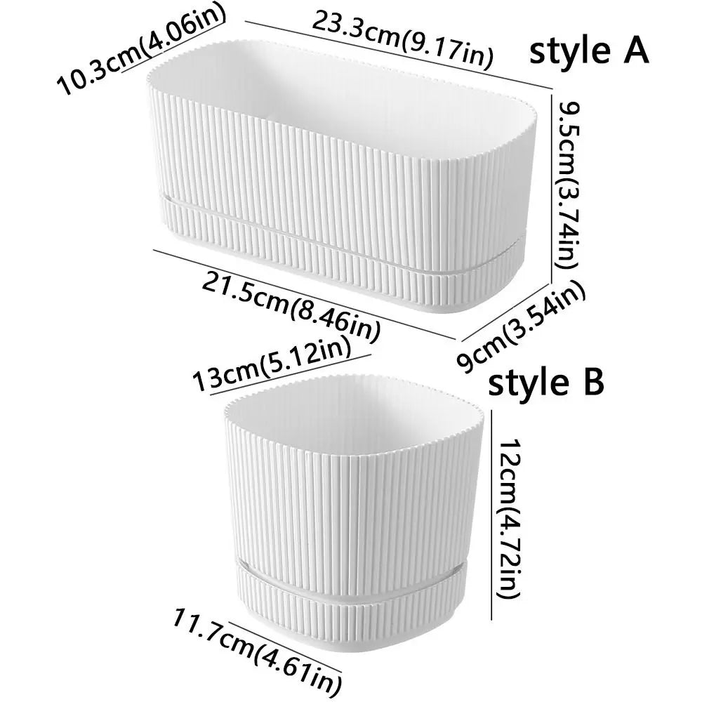 Double Layer Self Watering Flower Pot Plastic Desktop Vase Lazy Plant Pot Thickened with Drainage Hole Vegetable Container