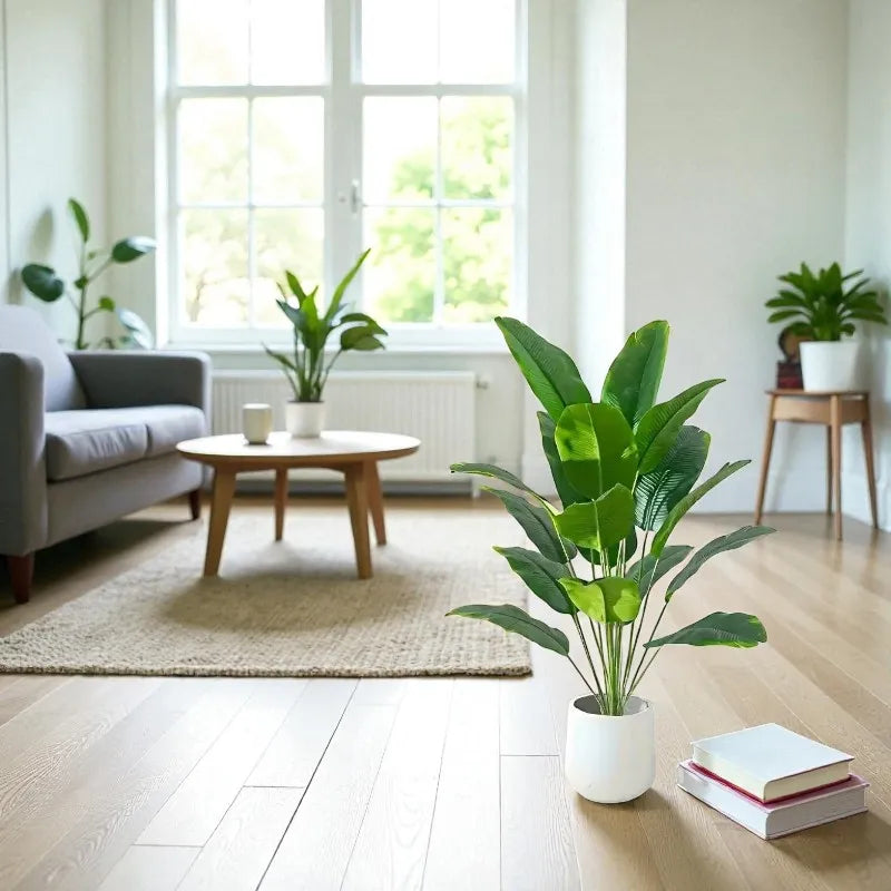 Artificial Tropical Palm Plant – Realistic Faux Banana Leaves Decor