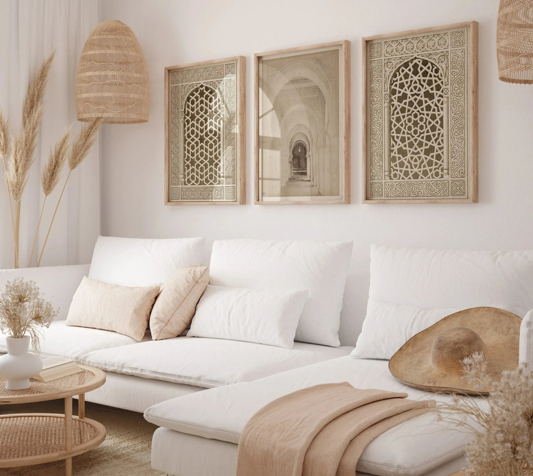3pcs/set Islamic Mosque Window Canvas Posters Muslim Architectural Geometry Wall Art Prints for Middle Eastern Home Decor Gifts·
