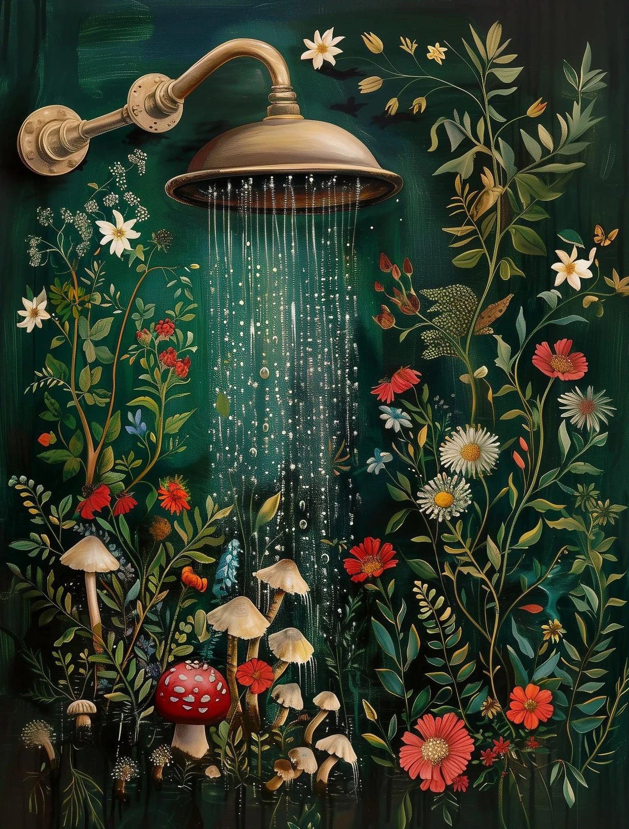 Retro Gothic Botanical Bathroom Wall Art 🖤🌿🦆