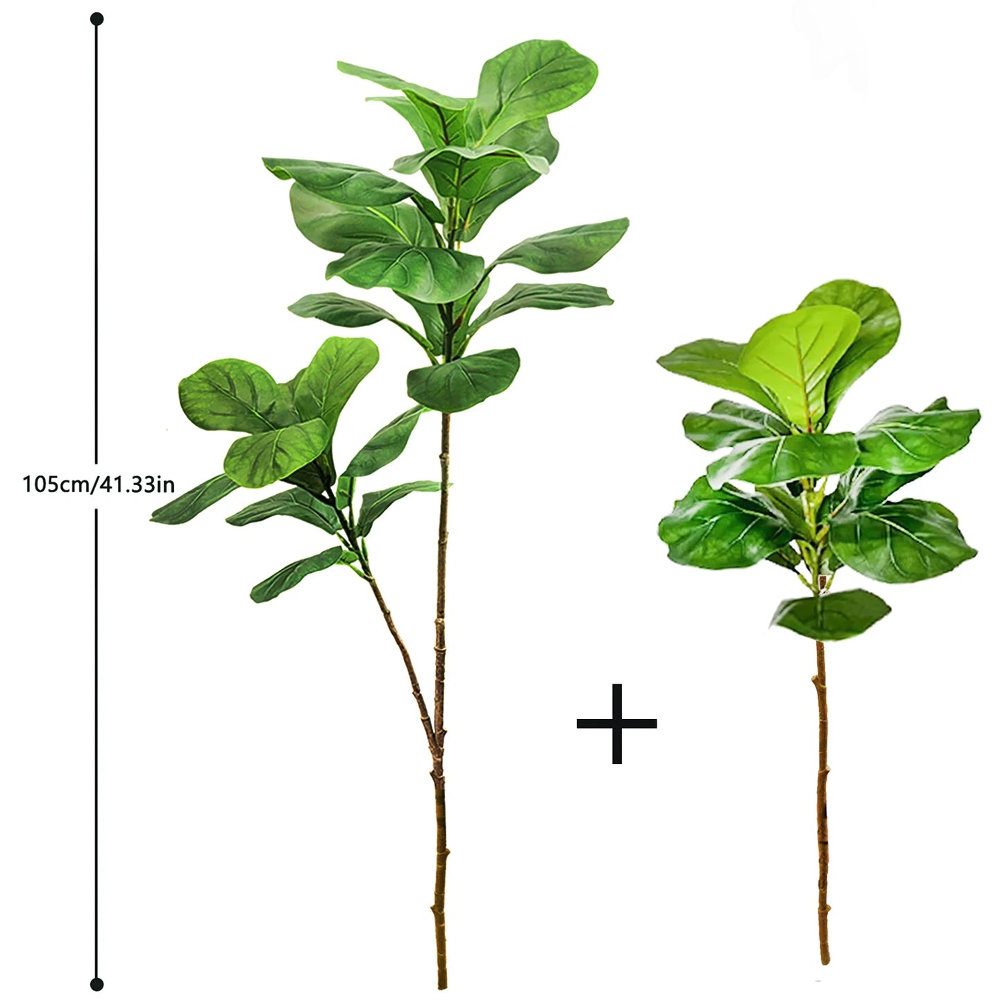 76-105-135cm/53.1in Artificial Ficus Tree Branch – Realistic Green Tropical Plant Decor