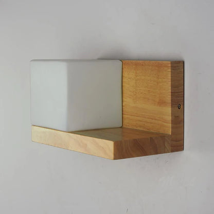 Modern Wooden LED Wall Lamp with Green Plant Design – Nordic Home Decor