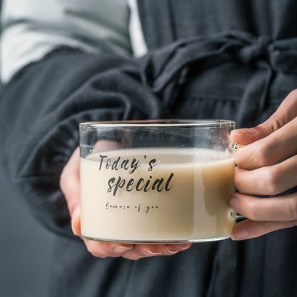 Kawaii Letter Printed Glass Coffee Mug ☕💗