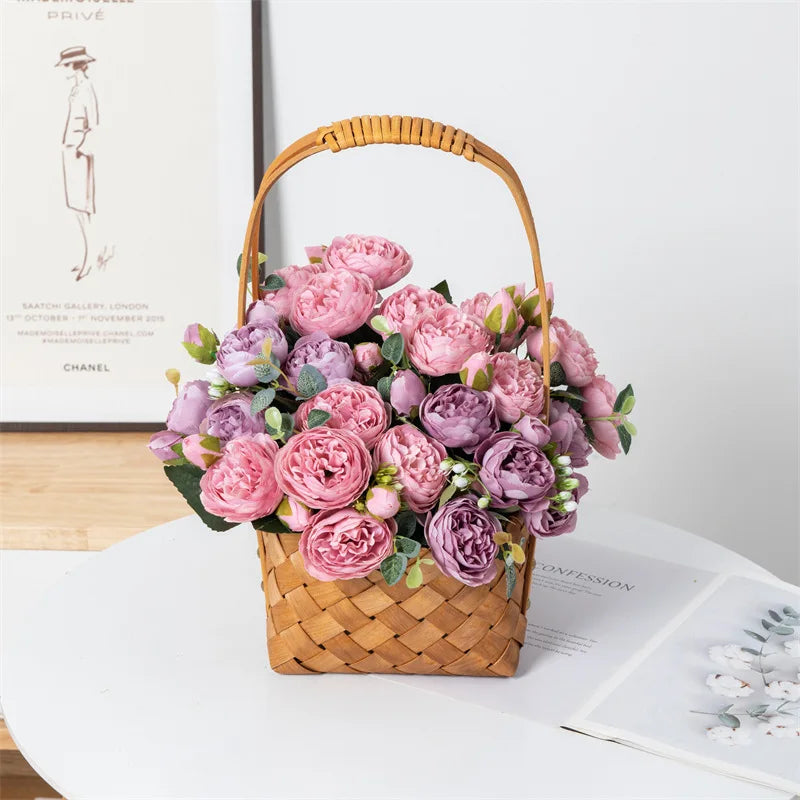 Premium Silk White Peony Artificial Flowers for Home Vase Decor