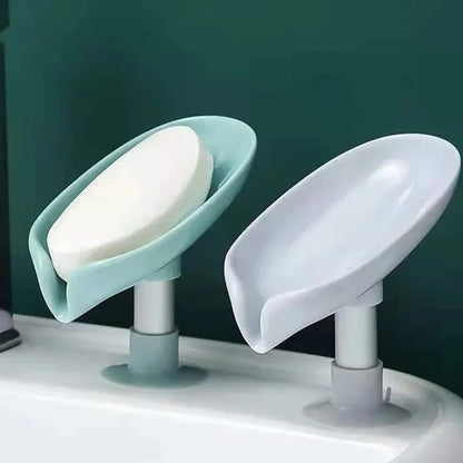 Leaf-Shaped Drain Soap Holder with Suction Cup Base (1Pcs)
