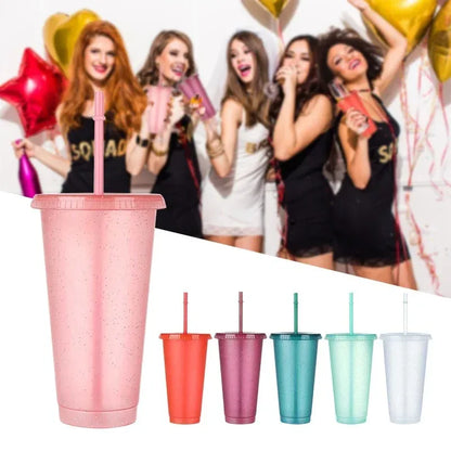 Reusable Hard Plastic Cold Drink Cups Set