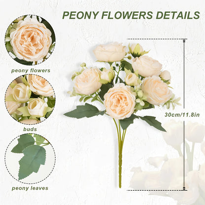 30CM Premium Silk Rose & Peony Artificial Flower Bouquet