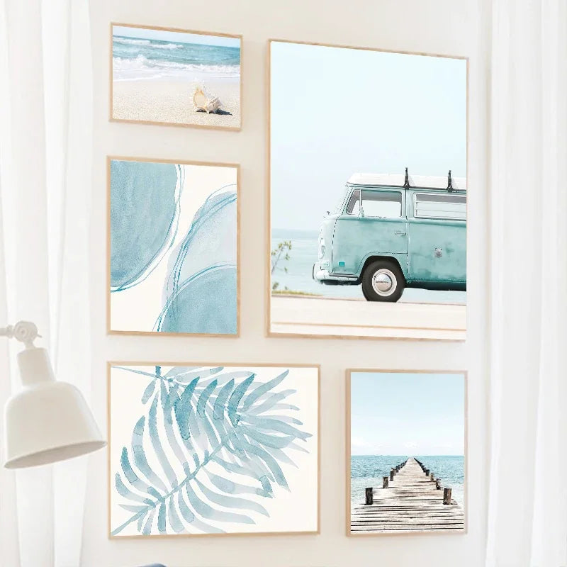 Ocean Beach Palm Tree Canvas Wall Art 🌴🌊🖼️