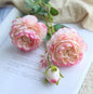 YO CHO 60cm Premium Silk White Pink Peonies Artificial Bouquet