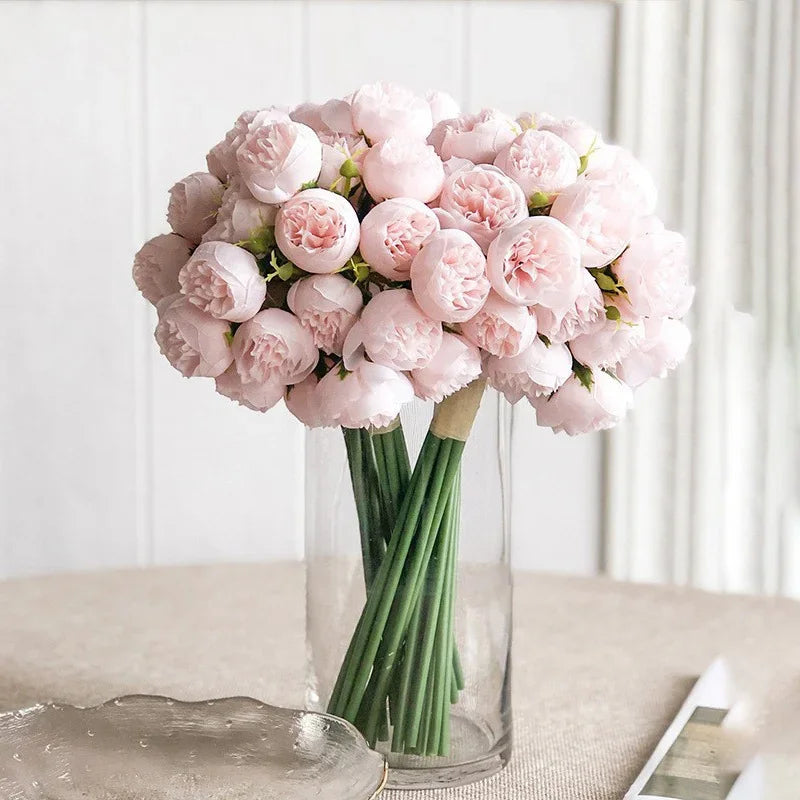 27-Heads Premium Silk Rose & Peony Artificial Flower Bouquet