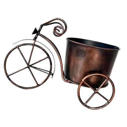 Retros Iron Bicycles Flowers Pot Garden Planter with Rustproof Wheel for Garden