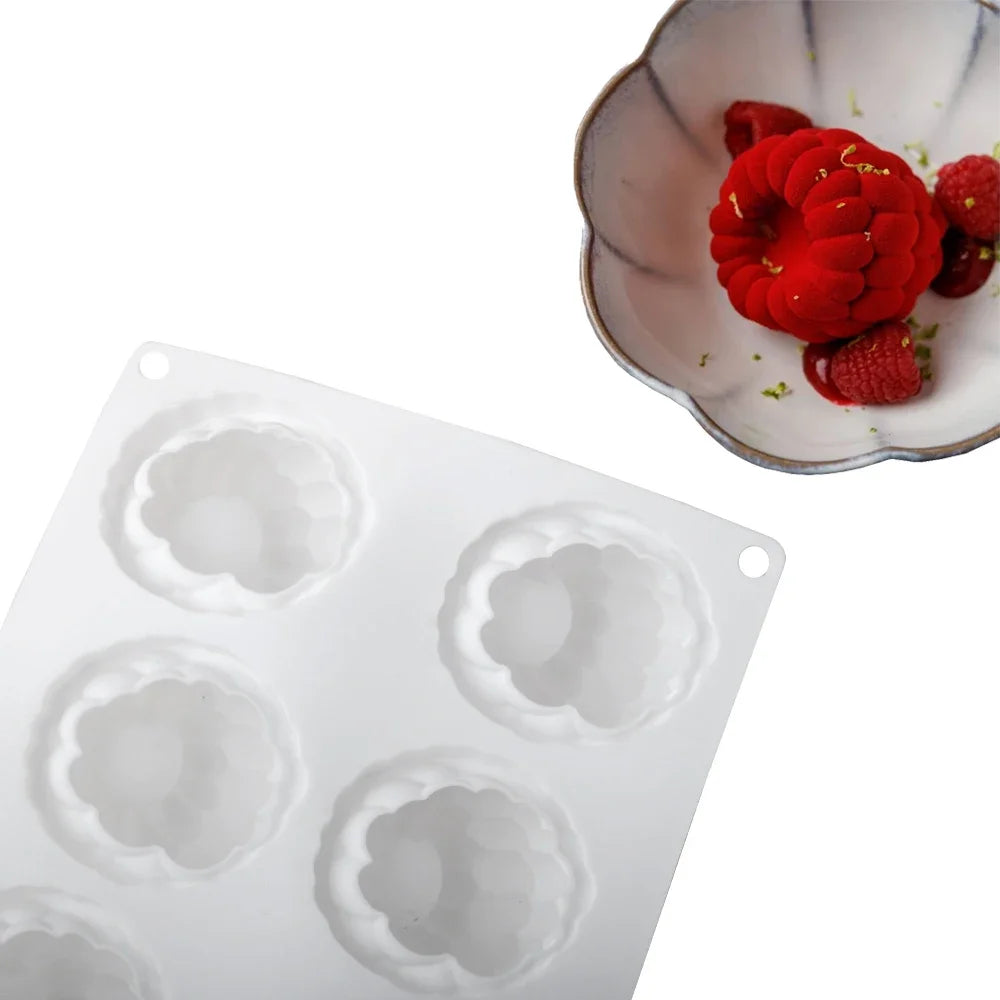 6-Cavity Raspberry Silicone Dessert Mold