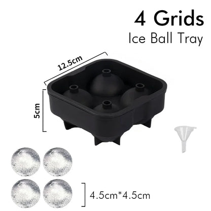 Ice Cube Tray Silicone Ice Ball Freezer Mold Square Ice Cube Maker with Lid 4/6/8 Grids for Whiskey Cocktail Coffee Accessories