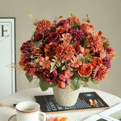 1/4pcs Premium Silk Peony & Rose Bouquet for Wedding Vases