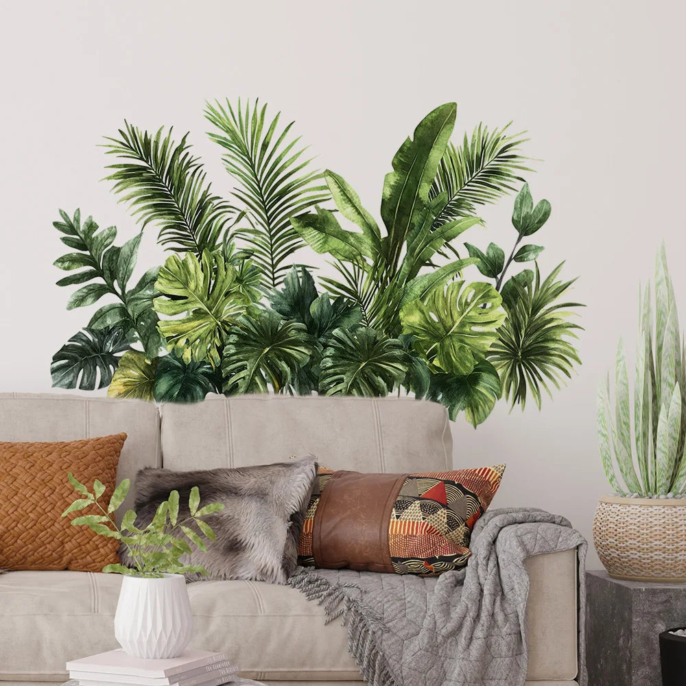 Watercolor Tropical Green Plants Wall Stickers (Removable Decals)