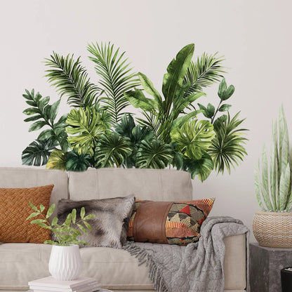 Watercolor Tropical Green Plants Wall Stickers (Removable Decals)