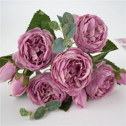 1 Bundle Premium Silk Peony & Rose Bouquet for Wedding Decor