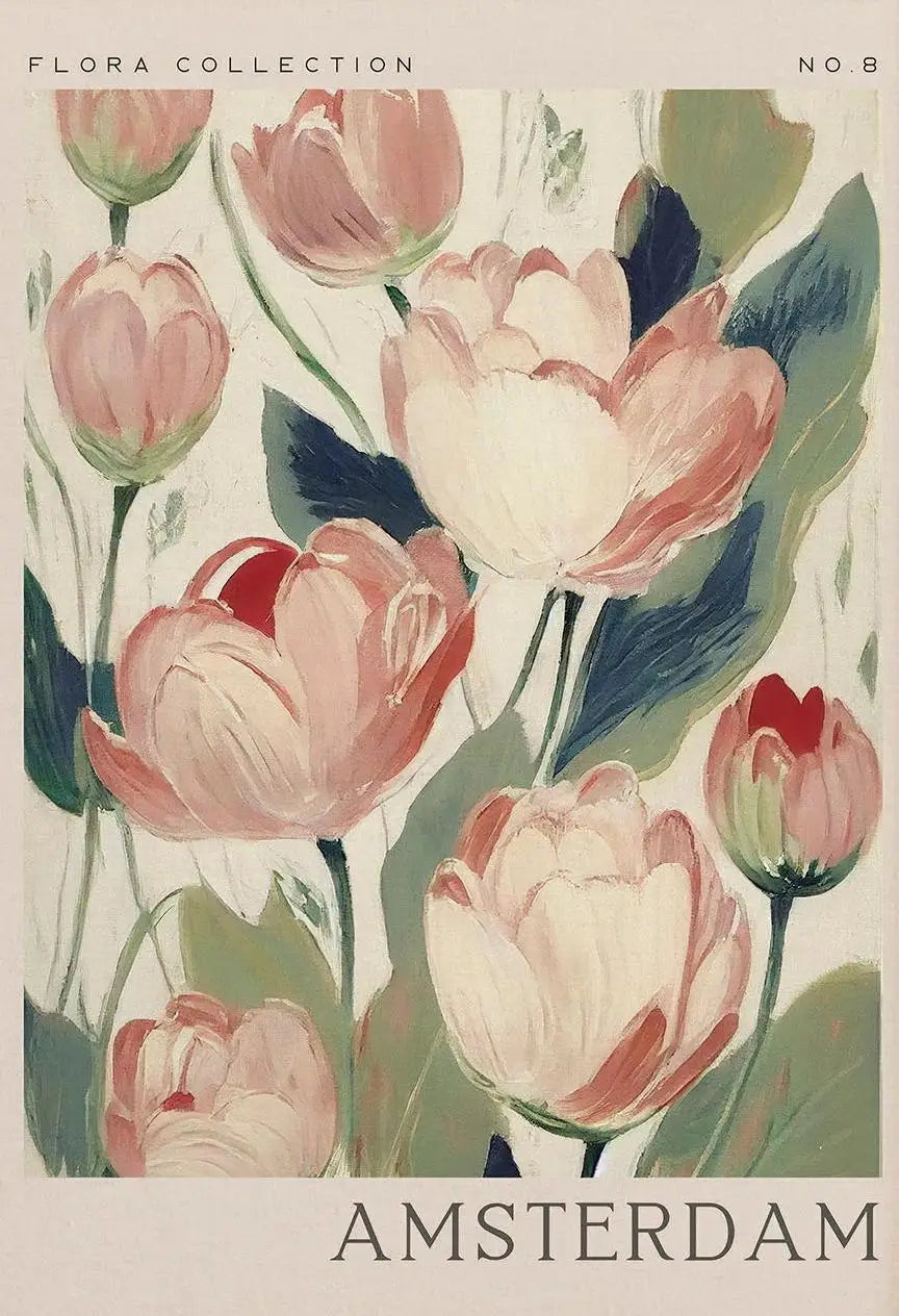 Abstract Retro Antalya Flower Art Canvas Poster