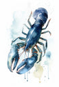 Watercolor Blue Coastal Sea Creatures Canvas Wall Art Posters