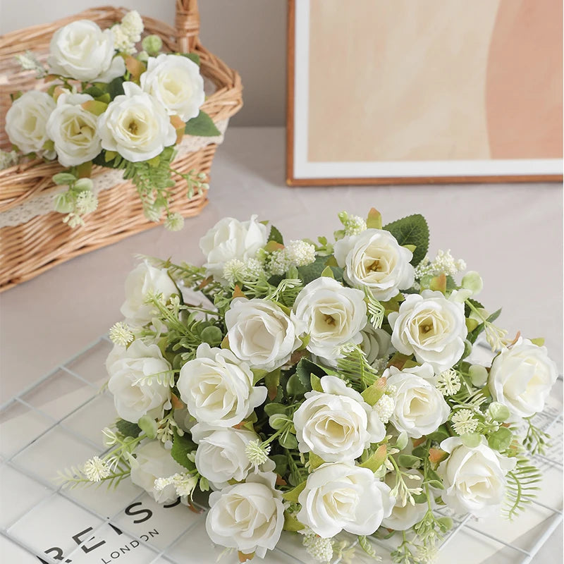 1/2/3Pcs Premium 30cm Silk Rose Artificial Flowers Bouquet