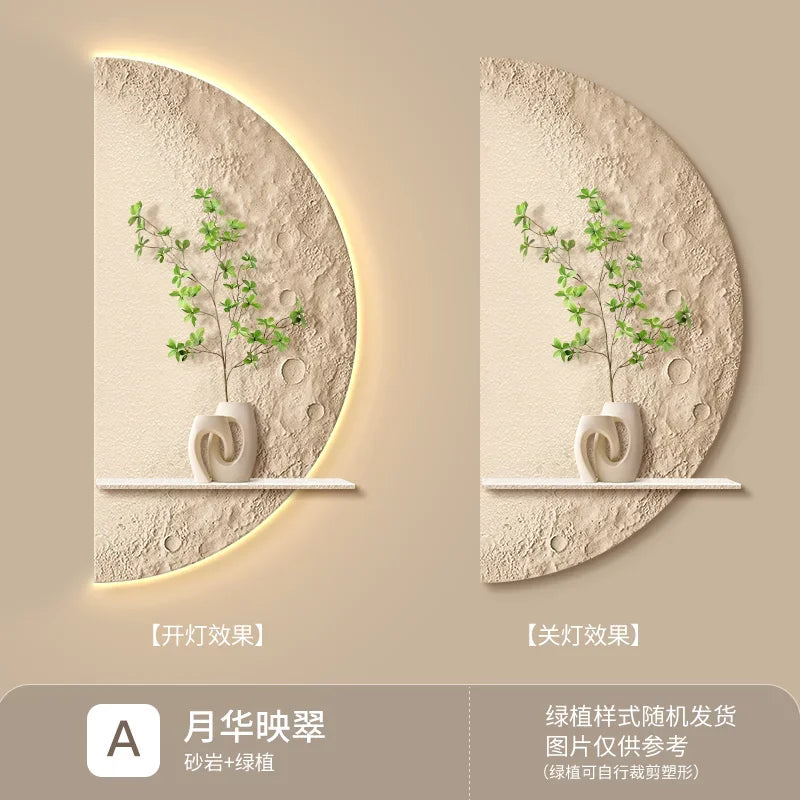 Creative Moon & Green Plant LED Wall Lamp for Modern Home Decor