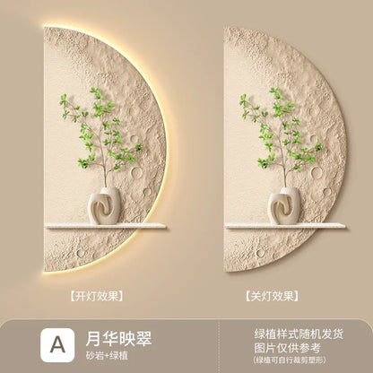 Creative Moon & Green Plant LED Wall Lamp for Modern Home Decor