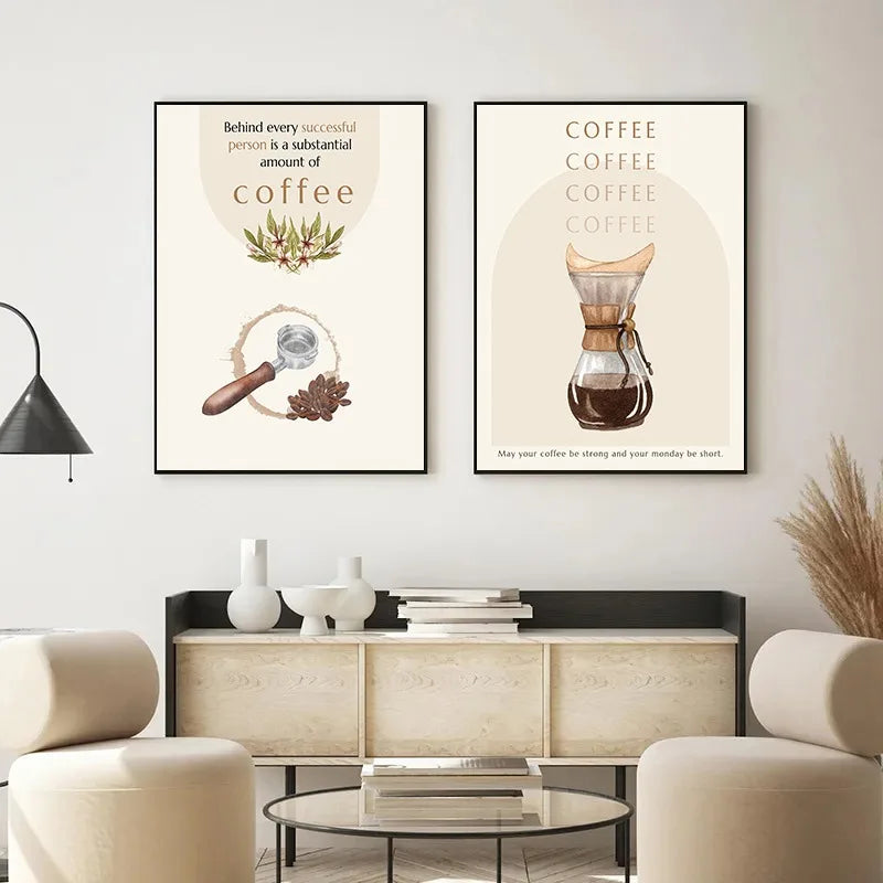 Modern Cappuccino Cup Inspiring Coffee Quotes Print Posters Canvas Painting Wall Art Picture for Office Kitchen Cafe Home Decor