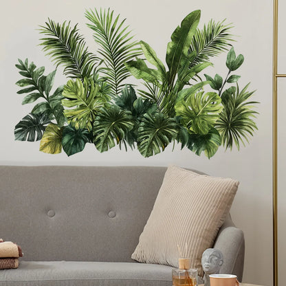 Watercolor Tropical Green Plants Wall Stickers (Removable Decals)