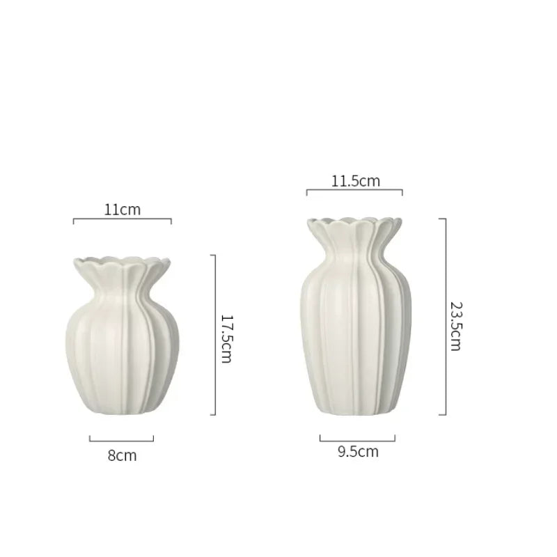 Nordic Retro Gold-Painted Cream Ceramic Vase
