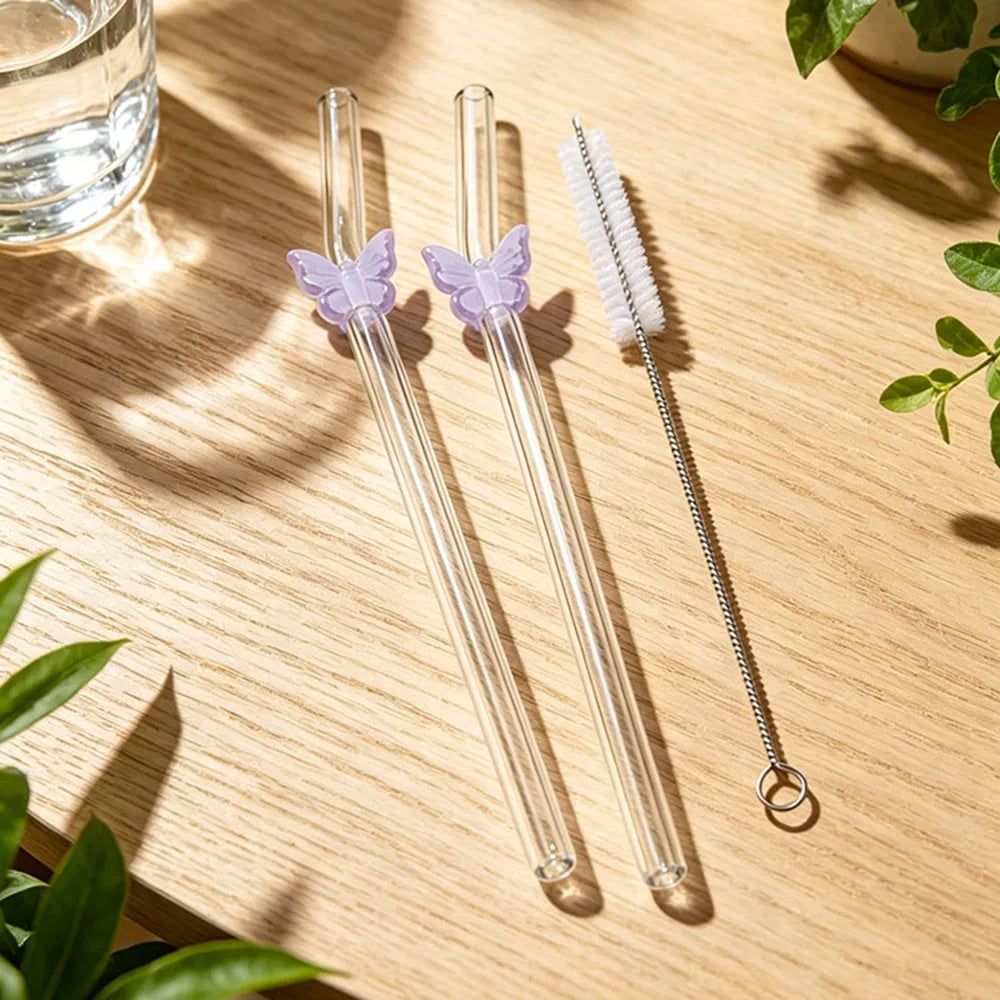 3-Piece Butterfly Glass Straw Set 🦋🥤