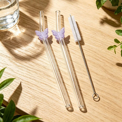 3-Piece Butterfly Glass Straw Set 🦋🥤