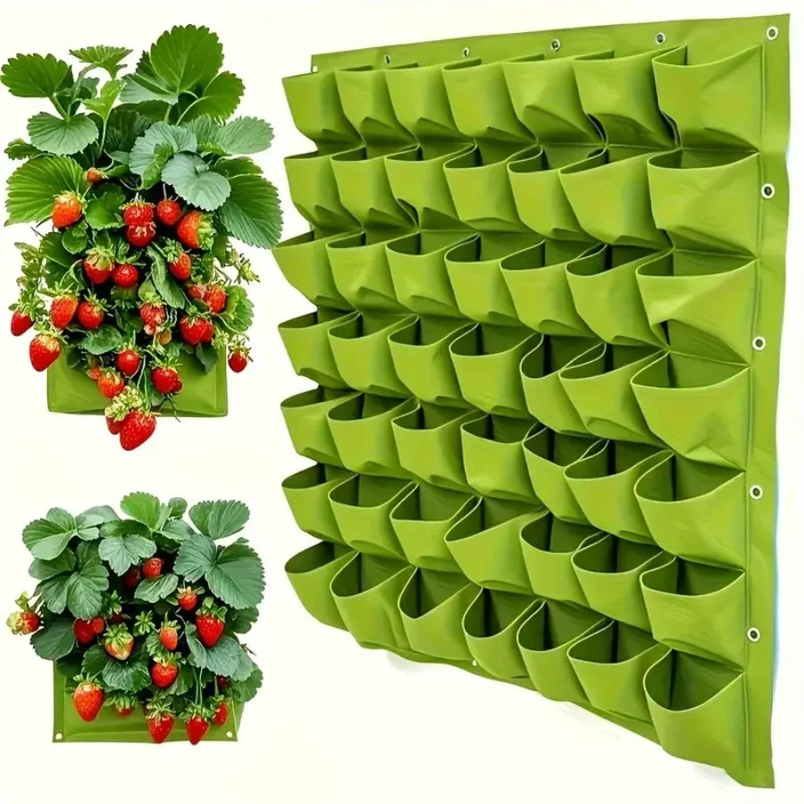 18-Pocket Vertical Garden Planter, Wall-Mounted Bag for Balcony/Patio. Grow herbs &amp; vegetables indoors/outdoors. Space-saving.