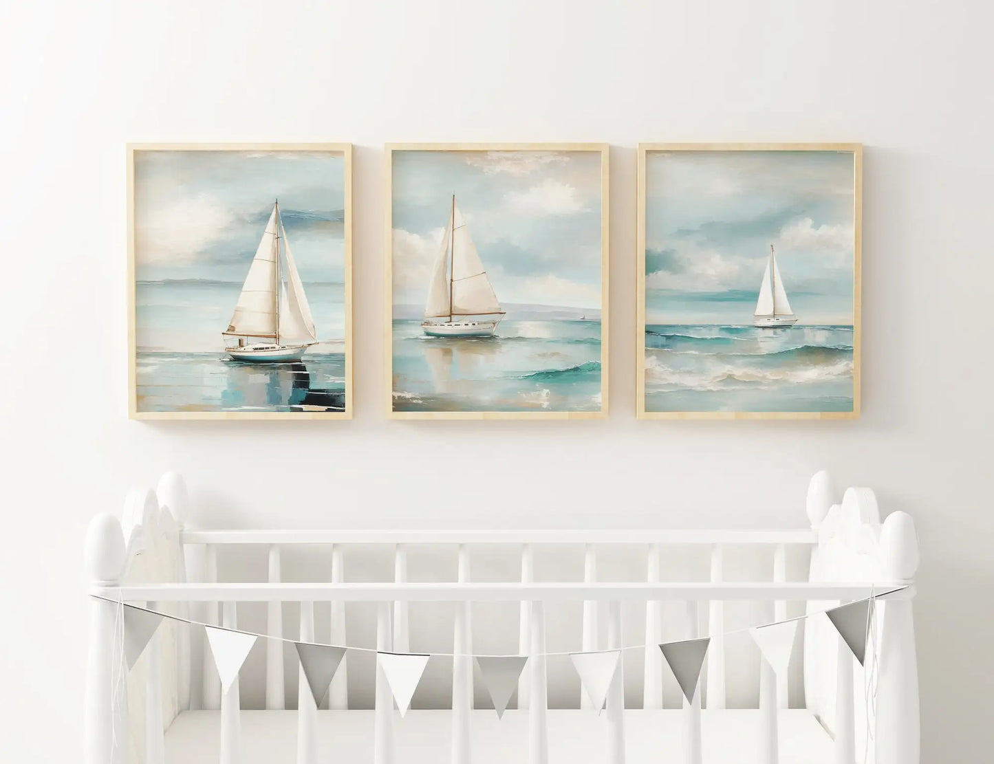 Nautical Sailboat Oil-Style Canvas Print | Retro Ocean Home Decor