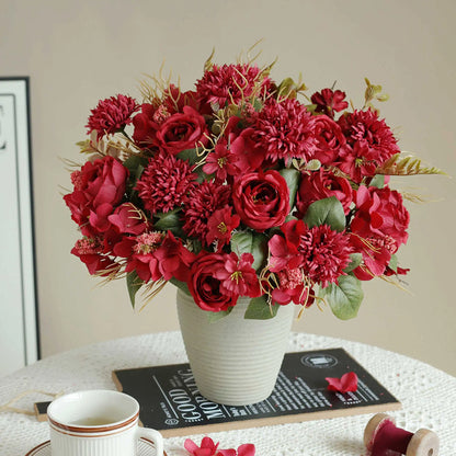 1/4pcs Premium Silk Peony & Rose Bouquet for Wedding Vases