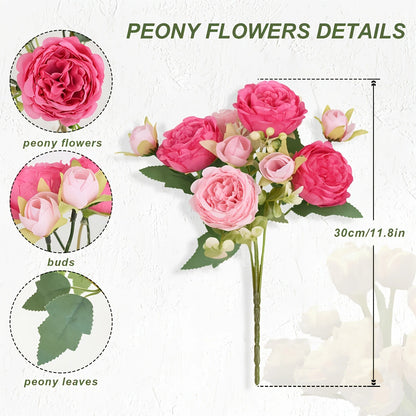30CM Premium Silk Rose & Peony Artificial Flower Bouquet