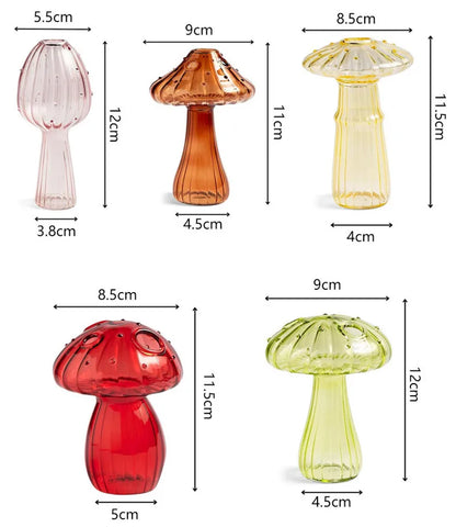 Mini Mushroom Glass Vase – Nordic Hydroponic Flower Decor