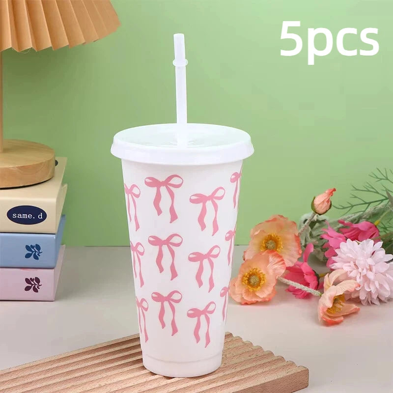Kawaii Bow Reusable Party Cup with Straw
