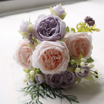 Premium Silk White Peony Artificial Flowers for Home Vase Decor