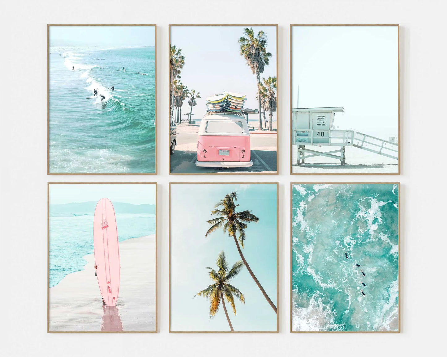 1/6pcs Pastel Blue Beach Surfing Canvas