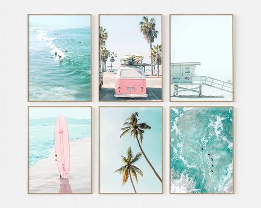 1/6pcs Pastel Blue Beach Surfing Canvas
